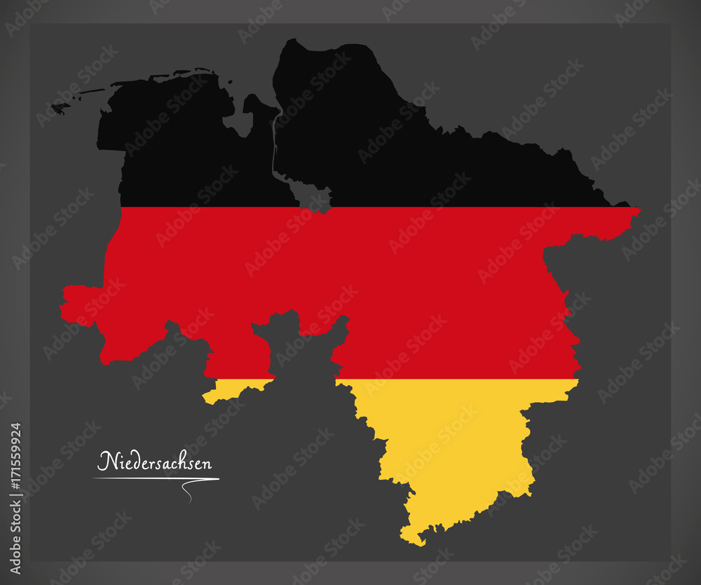 Niedersachsen Allemagne Germany Niedersachsen Map Of Germany With German National Flag Illustration Niedersachsen Allemagne Germany Niedersachsen Map Of Germany With German National Flag Illustration