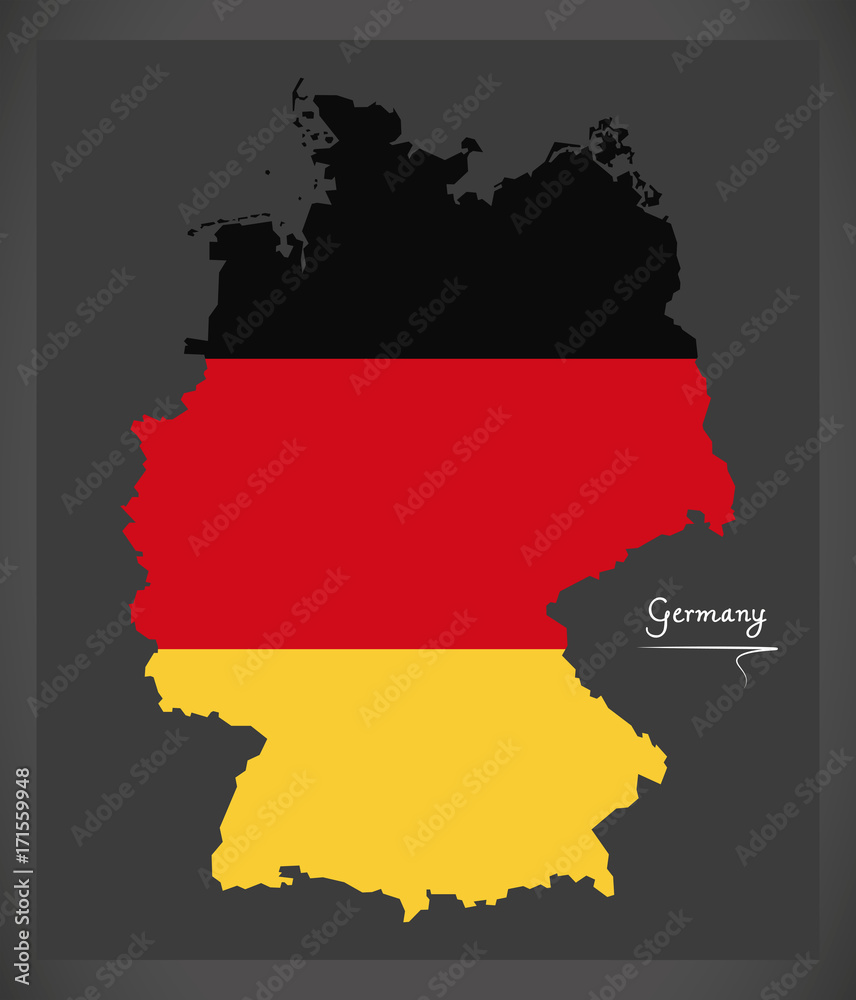 Germany map with German national flag illustration Germany map with German national flag illustration
