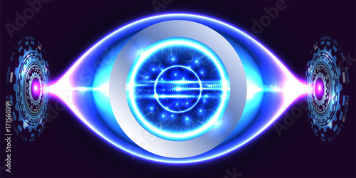 Digital technology background, digital eye, futuristic technology business. Illustration vector