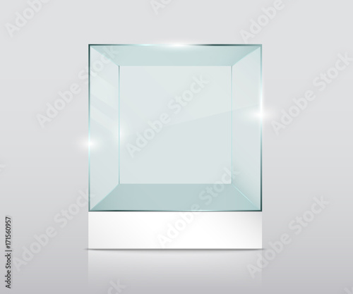 Empty transparent glass cube