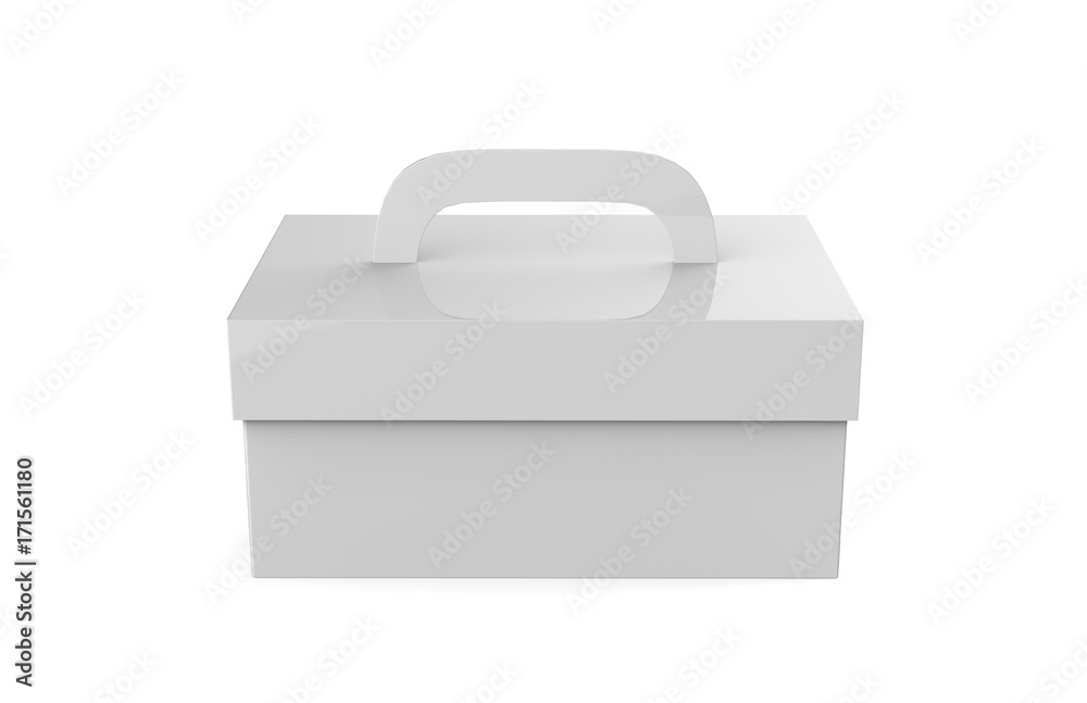 Paper Box Packaging With Handle Mock-up On Isolated White Background, Ready For Your Design, 3D Illustration Paper Box Packaging With Handle Mock-up On Isolated White Background, Ready For Your Design, 3D Illustration