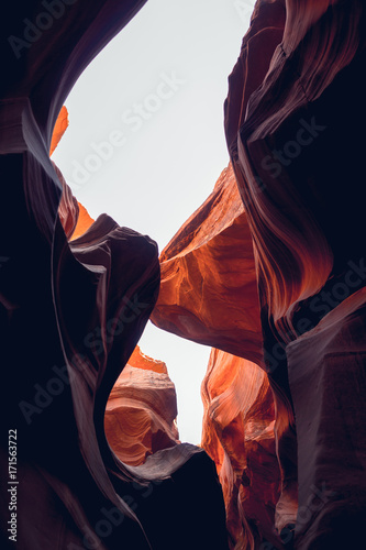 Wonders of nature. Narrow underground gorge of the Lower Antelope Canyon