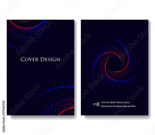 Set of Geometric Backgrounds of Spiral Dots. Modern Vector Illustration without Transparency. 