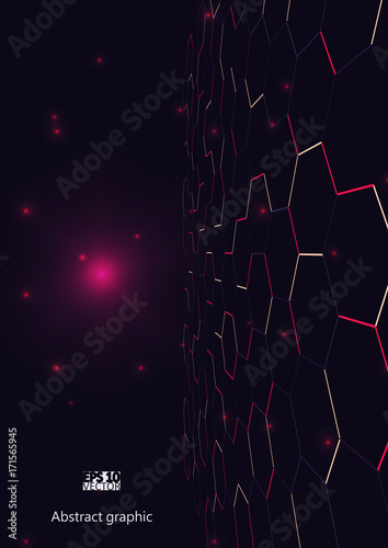 Background of futuristic surface with hexagons