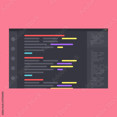 Web Development concept with digital device on pink background. Program for design or programming - stock vector illustration