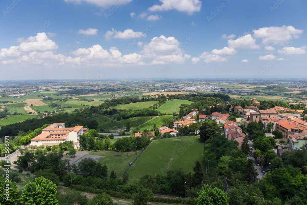 Panoramic view of a typical old town in Tuscany Italy