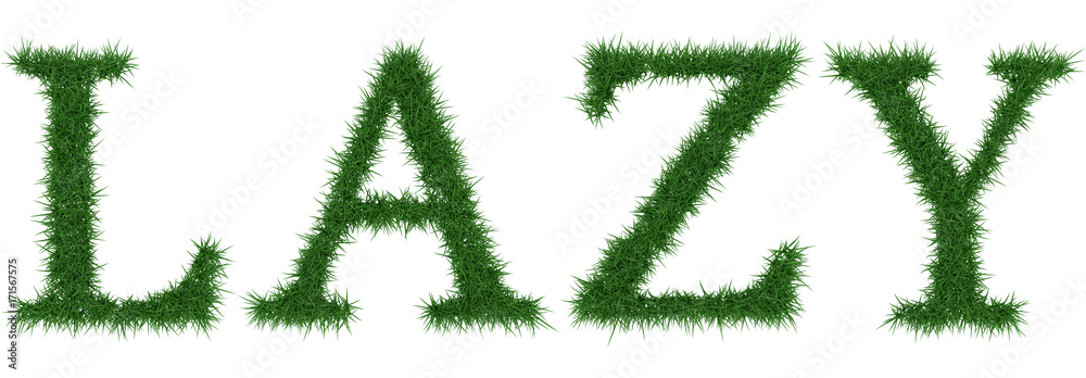 Lazy - 3D rendering fresh Grass letters isolated on whhite background. Lazy - 3D rendering fresh Grass letters isolated on whhite background.