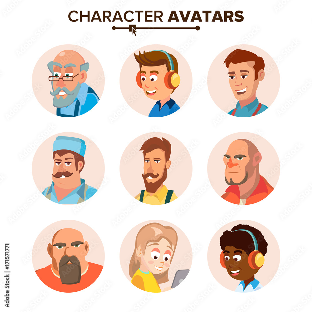 People Characters Avatars Set Vector. Cartoon Flat Isolated Illustration People Characters Avatars Set Vector. Cartoon Flat Isolated Illustration