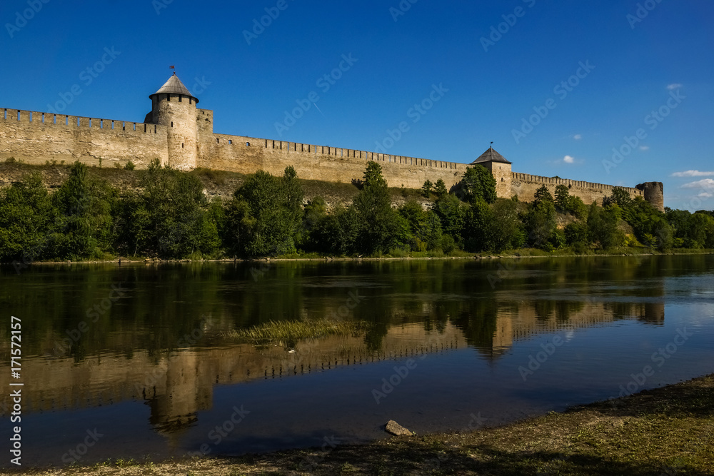 Ivangorod fortress on the Narva river, Russia