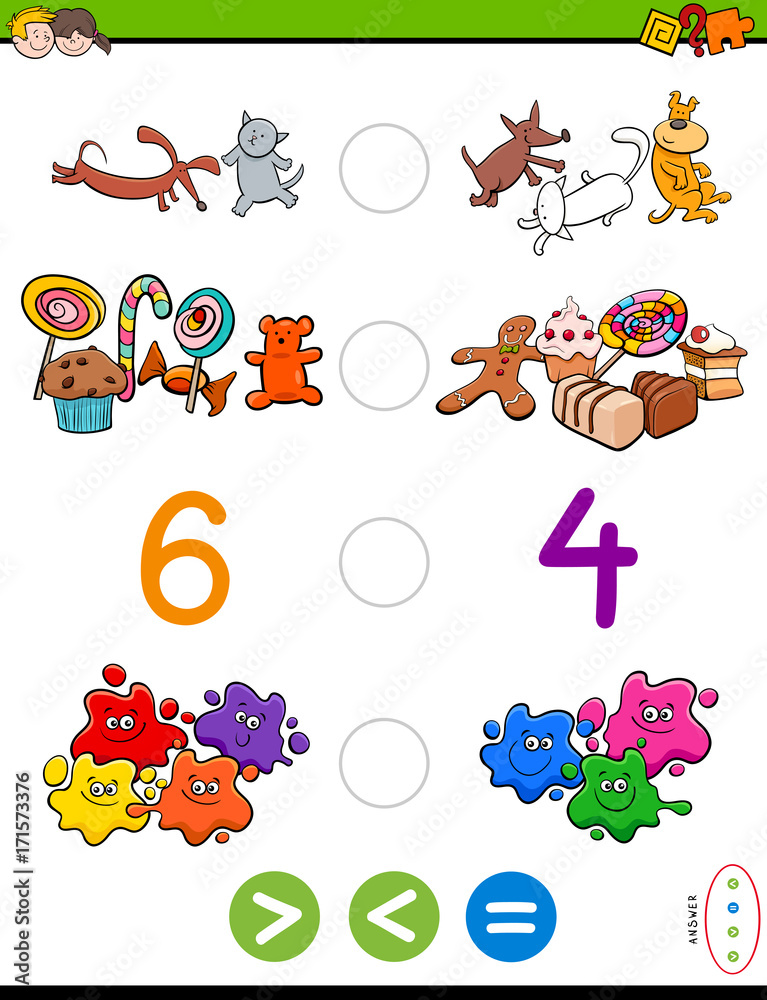 Fototapeta premium greater less or equal cartoon game