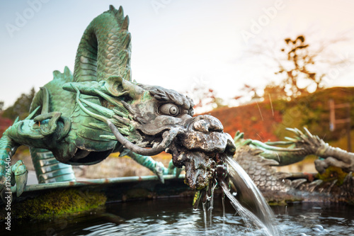 Dragon fountain at the temple in Nikko, Japan