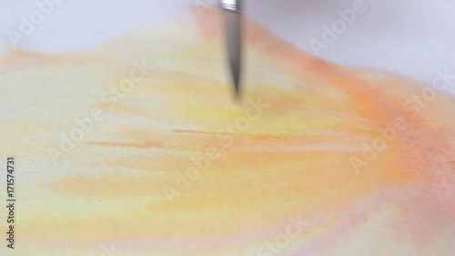 Artist painting watercolor paints