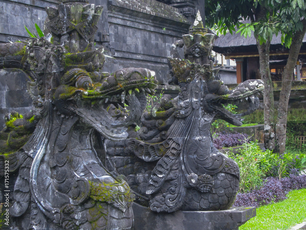 Celestial dragons guard the Pura Besakih, Bali, Indonesia.