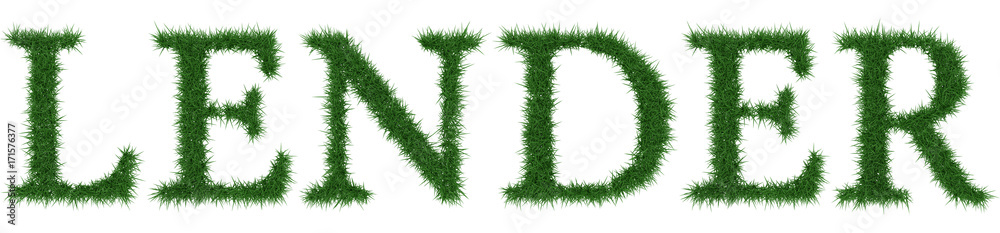 Lender - 3D rendering fresh Grass letters isolated on whhite background. Lender - 3D rendering fresh Grass letters isolated on whhite background.