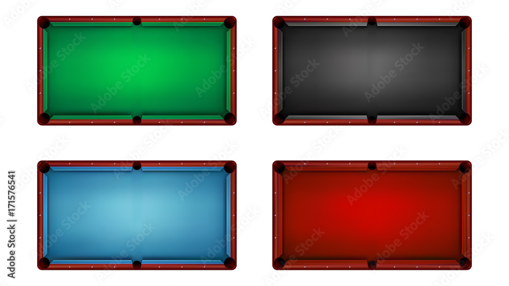 Top view of empty billiards table, four different colors, vector  illustration Stock Vector | Adobe Stock