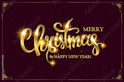 Vector Merry Christmas text with glitter elements.