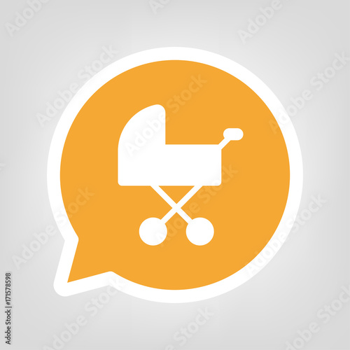 Gelbe Sprechblase - Kinderwagen mit gekreuzten Achsen
