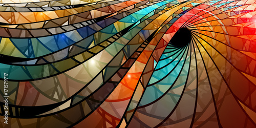 Obraz na plátně Colorful stained glass spiral