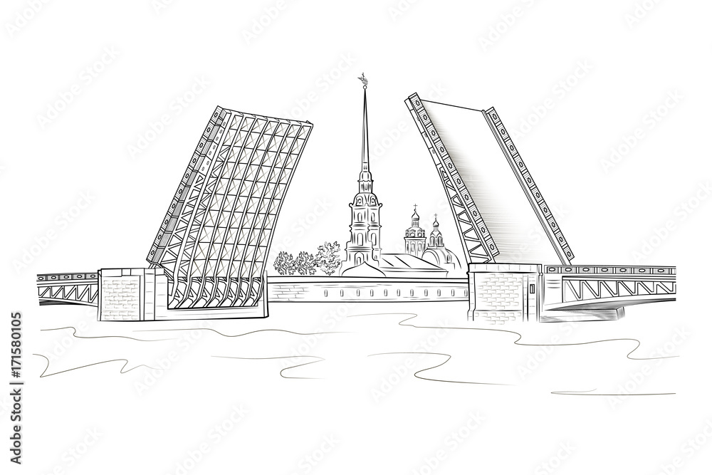 Φωτογραφία View of the Peter and Paul Fortress from the Neva River through the drawbridge
