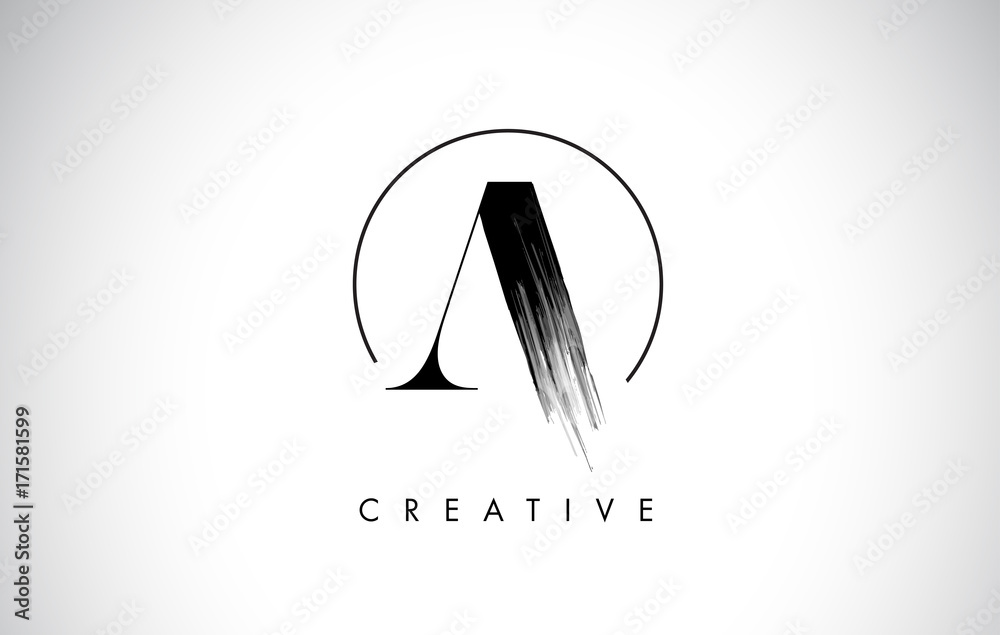 A Brush Stroke Letter Logo Design. Black Paint Logo Leters Icon. - obrazy, fototapety, plakaty 