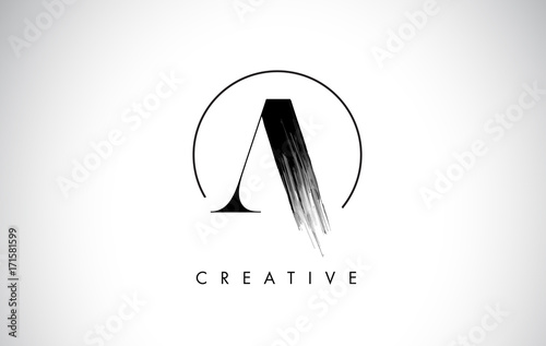 A Brush Stroke Letter Logo Design. Black Paint Logo Leters Icon. photo