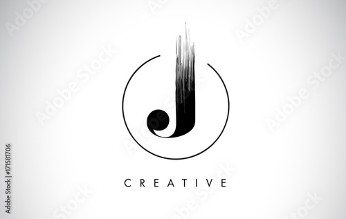 J Brush Stroke Letter Logo Design. Black Paint Logo Leters Icon.