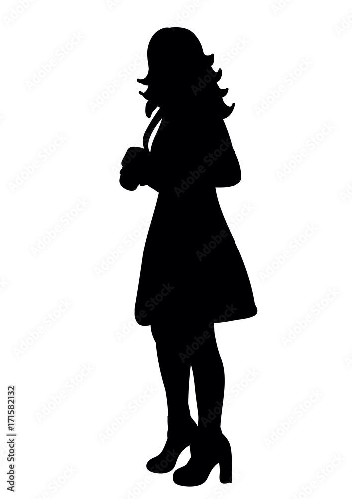 vector, isolated silhouette of girl with camera vector, isolated silhouette of girl with camera