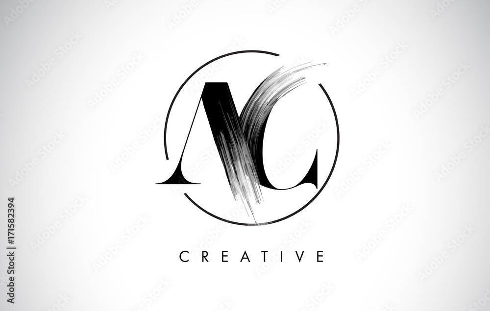 AC Brush Stroke Letter Logo Design. Black Paint Logo Leters Icon. Stock ...