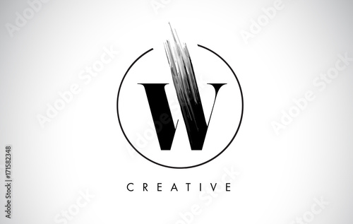 W Brush Stroke Letter Logo Design. Black Paint Logo Leters Icon.