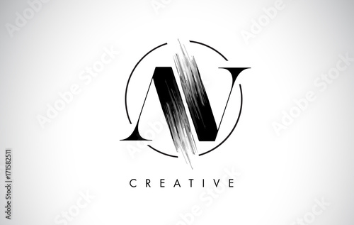 AV Brush Stroke Letter Logo Design. Black Paint Logo Leters Icon. photo