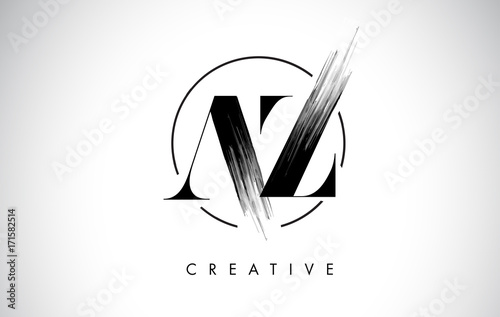 AZ Brush Stroke Letter Logo Design. Black Paint Logo Leters Icon.