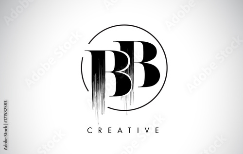 BB Brush Stroke Letter Logo Design. Black Paint Logo Leters Icon.