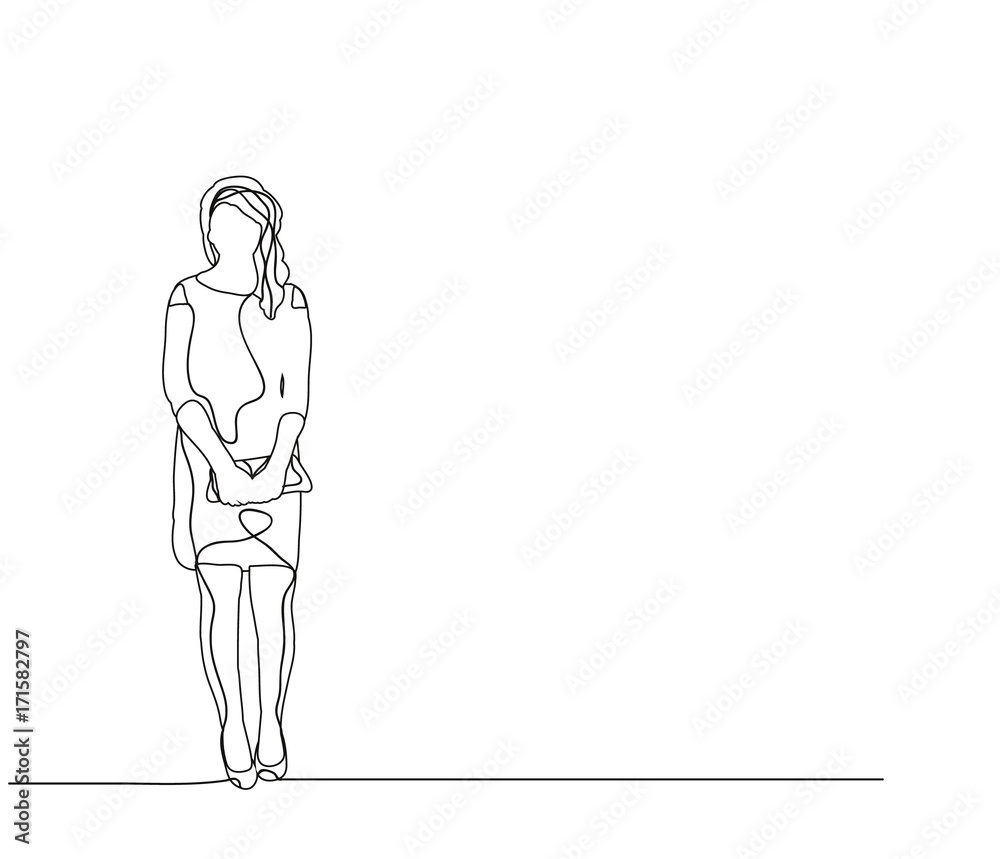 vector girl sketch, lines