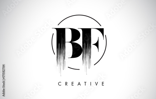 BF Brush Stroke Letter Logo Design. Black Paint Logo Leters Icon.
