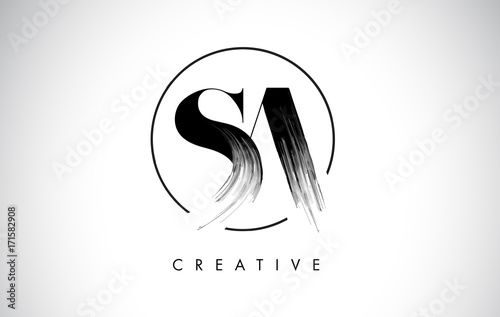 SA Brush Stroke Letter Logo Design. Black Paint Logo Leters Icon. photo