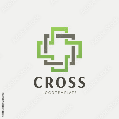 Medical center logo with a cross. Abstract geometric cross symbol. Christian cross icon. Doctor logo help icons business logo © lettett