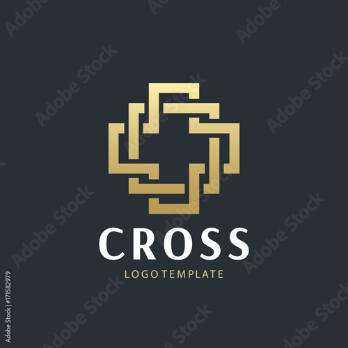 Medical center logo with a cross. Abstract geometric cross symbol. Christian cross icon. Doctor logo help icons business logo