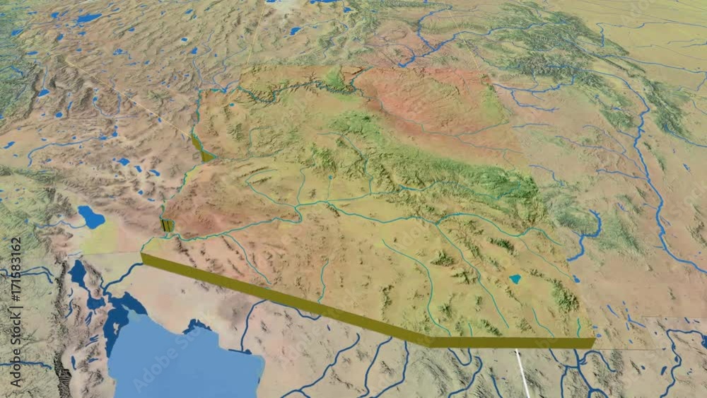 Arizona - United States, region extruded. Topography Arizona - United States, region extruded. Topography