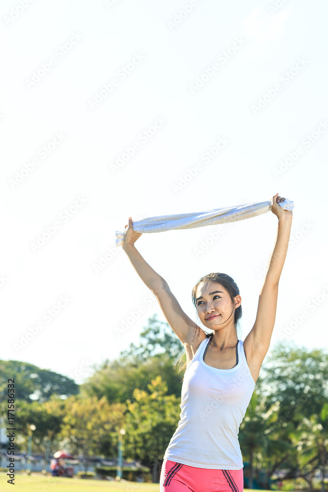 Women exercising in the park