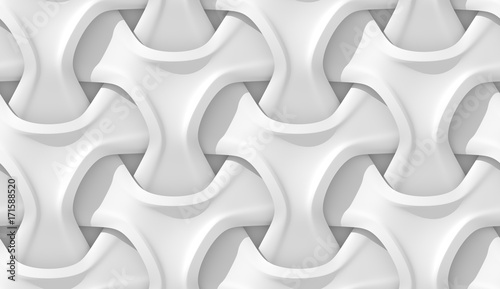 White abstract geometric pattern. Origami paper style. 3D rendering seamless texture.