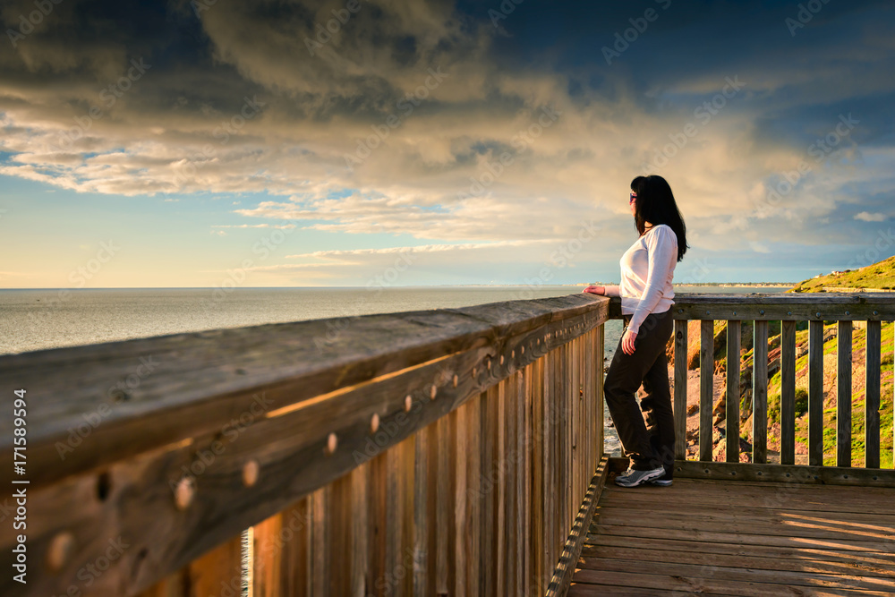 Woman at Hallett Cove boardwalk