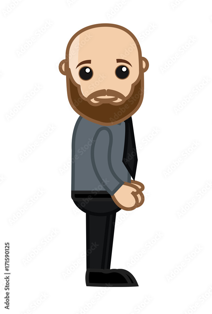 Cartoon Bald Businessman Character