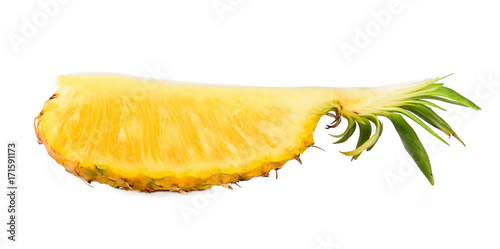 Slice pineapple isolated on white background.