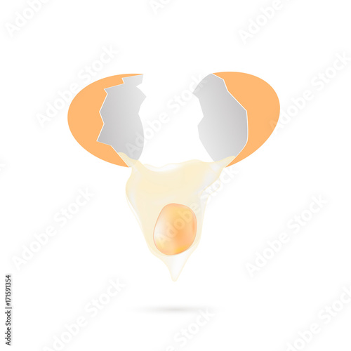 Broken egg. Vector.