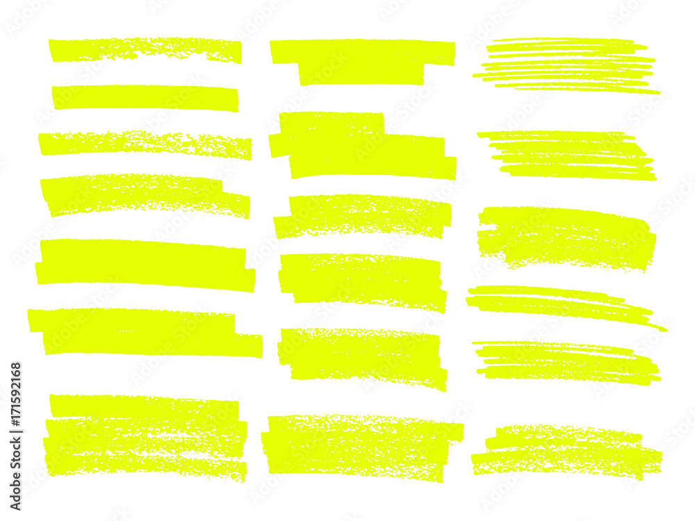 Vector highlighter brush lines. Hand drawing.