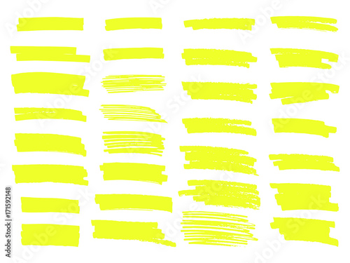 Vector highlighter brush lines. Hand drawing.