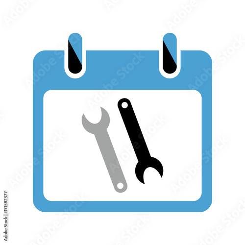 Vector illustration of a spanner. Icon with image of keys and calendar for application, website, infographics, business-orientations on white background