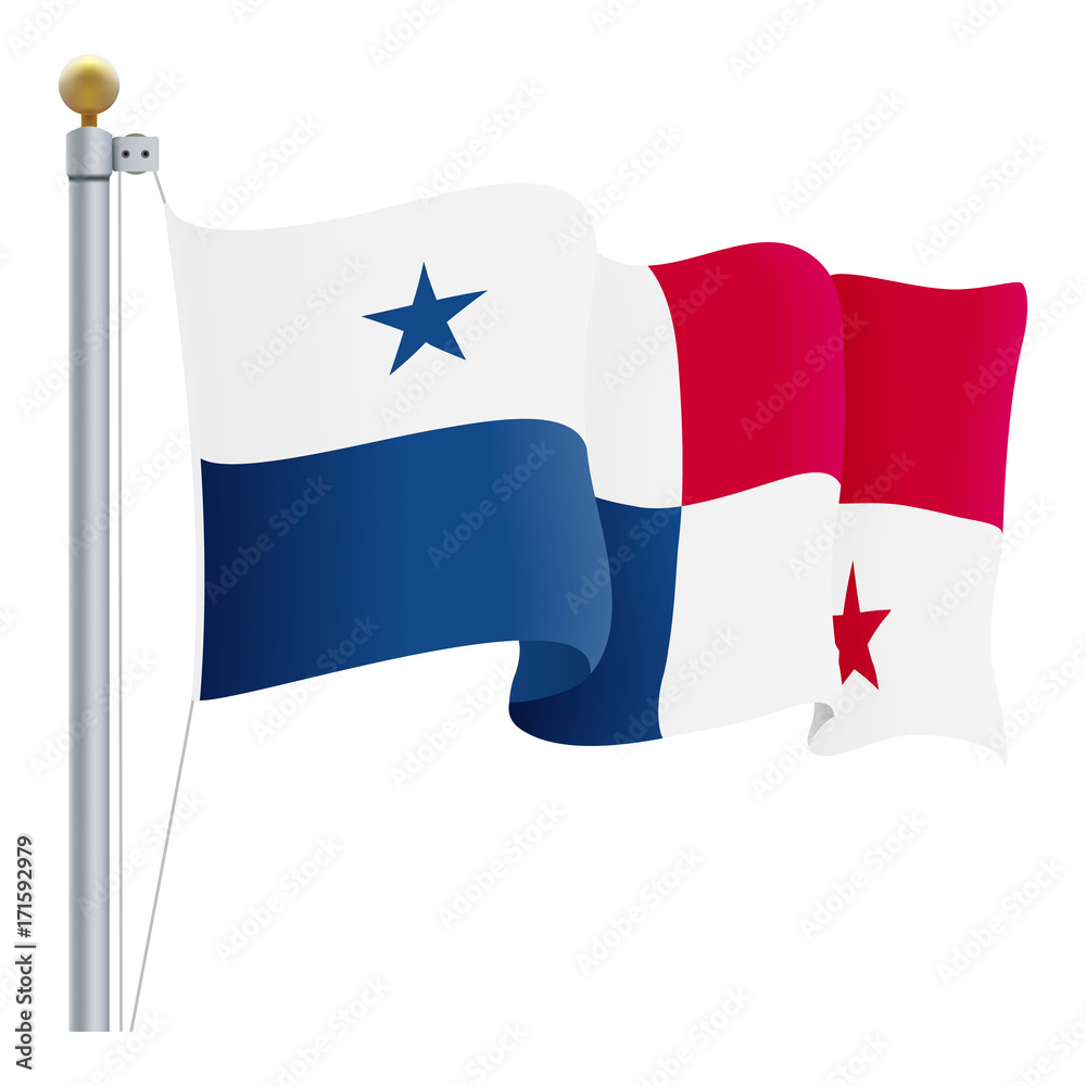 Waving Panama Flag Isolated On A White Background. Vector Illustration. Official Colors And Proportion. Independence Day Waving Panama Flag Isolated On A White Background. Vector Illustration. Official Colors And Proportion. Independence Day