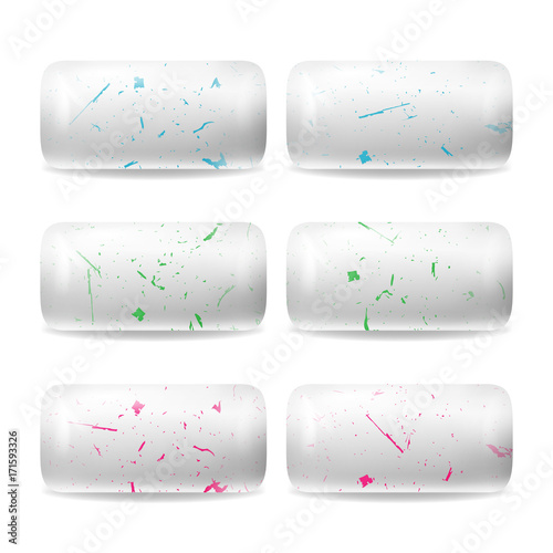 Chewing Gums Vector. 3D Realistic Chewing Gum. Red, Green, Blue Inclusions. Isolated Illustration