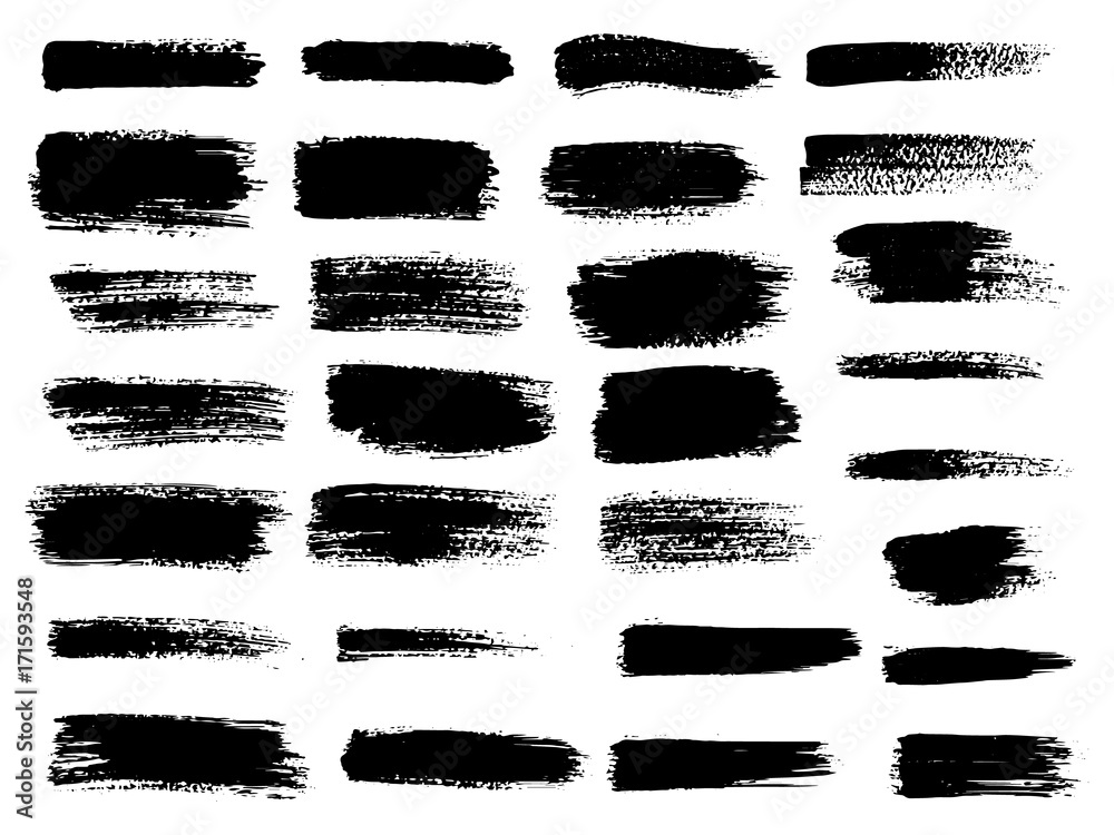 Vector black paint, ink brush stroke, brush, line or texture. Dirty artistic design element, box, frame or background for text. - obrazy, fototapety, plakaty 